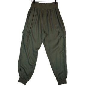 C&C California Womens M Olive Green Cargo Jogger Pants High Waist Utility Pocket